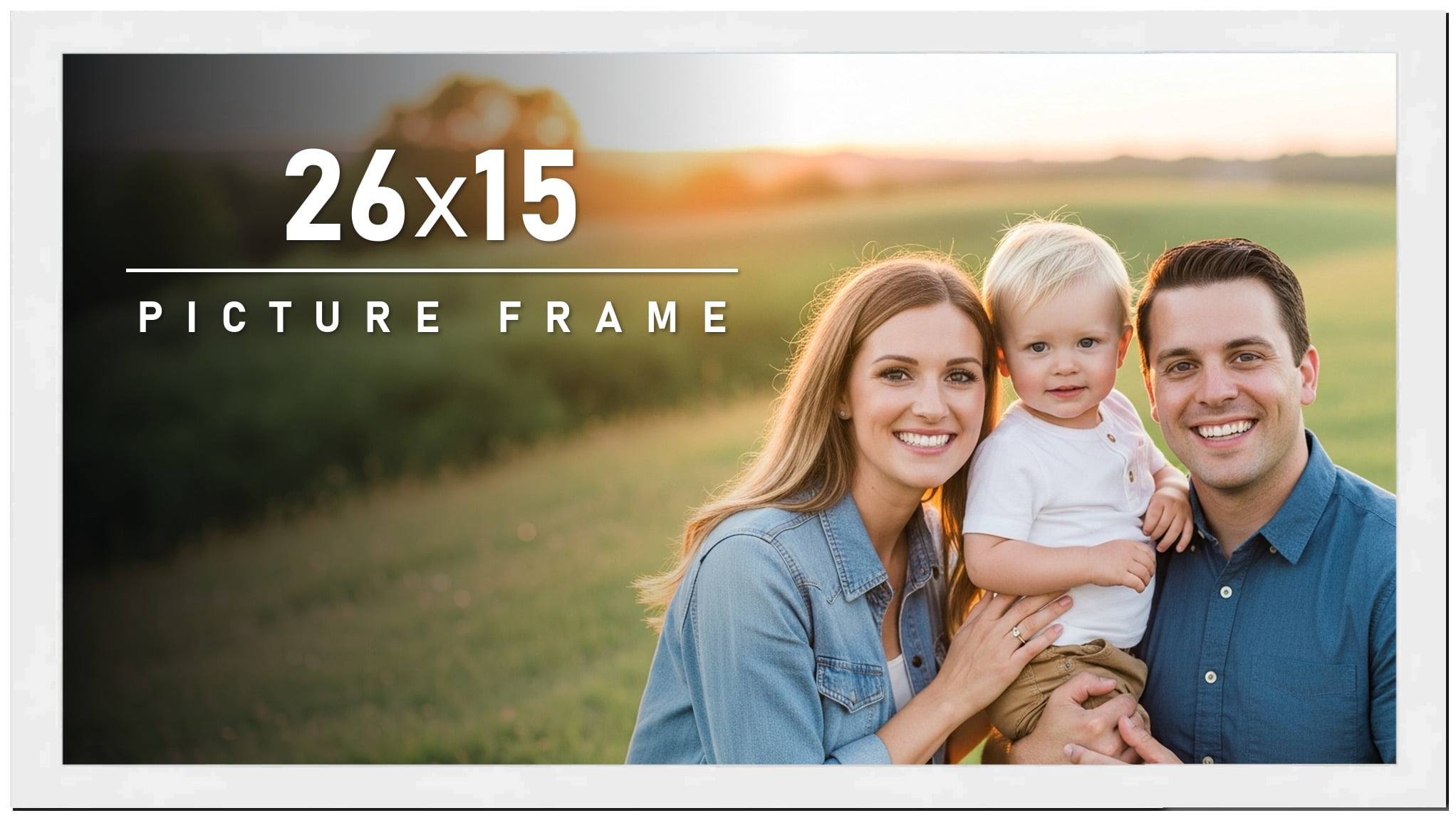 24x15 Frame White Solid Wood Picture Frame Includes UV Acrylic
