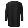 thumbnail image 5 of QUNYINEY Black Women Shirts Solid Crew Neck 3/4 Sleeve Casual Tops Drop Shoulder Loose T-Shirts, 5 of 5