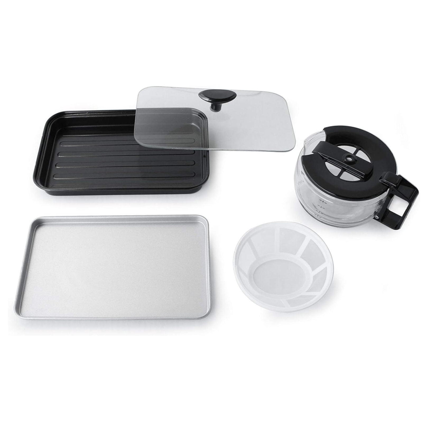 3-in-1 Breakfast Maker - Toaster Oven, Coffee Maker & Griddle - Stainless Steel & White - Compact Kitchen Appliance for Dorms, RVs, & Small Spaces