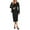 Black, variant on Women's 2 Piece Midi Skirt Sets Business Casual Outfits Long Sleeve Cardigan Matching Dressy Suits Black L