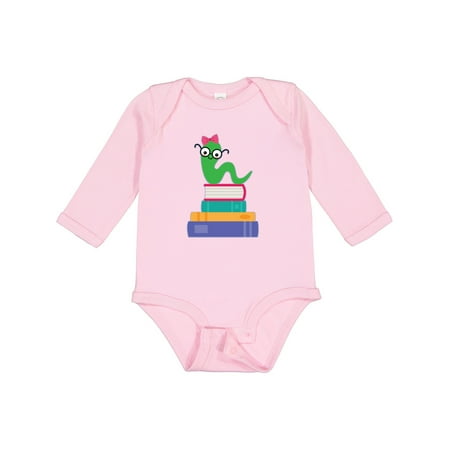 

Inktastic Bookworm Girls Reading Gift Gift Baby Girl Long Sleeve Bodysuit