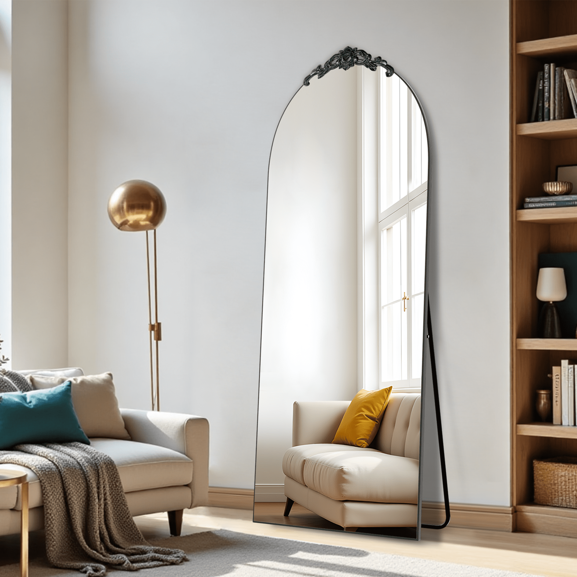 MAYEERTY MDF Mirror Accessories for Full Length Mirror, Resin Carved Accessories, Mirror Decoration,Black