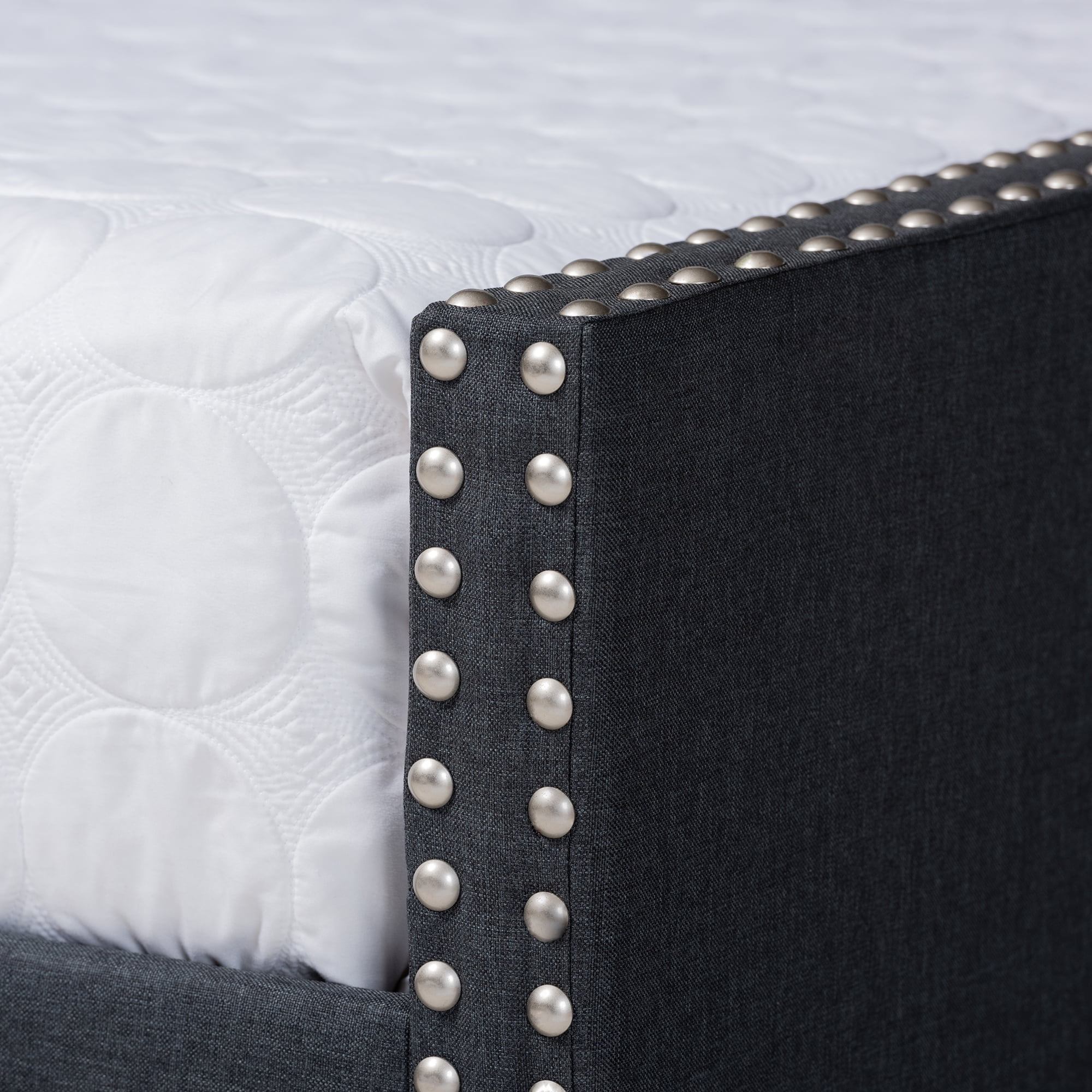 Baxton Studio Haylie Modern and Contemporary Dark Gray Fabric Upholstered Full Size Daybed with Roll-Out Trundle Bed