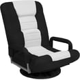 thumbnail image 1 of Songqin Swivel Gaming Chair 360 Degree Multipurpose Floor Chair Rocker for TV, Reading, Playing Video Games w/Lumbar Support, Armrest Handles, Adjustable Foldable Backrest - Black/White, 1 of 16