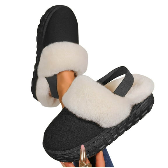 CHUMUD Womens Fuzzy House Slippers Warm Bedroom Shoes with Faux Fur Lining Non Slip Thick Sole Winter Slippers for Indoor and Outdoor