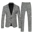 thumbnail image 3 of Mens Carnival 3D Digital Printed Shiny Sequin Party Prom Disco Clubwear Tuxedo 2 Piece Suit Set Classic Fit Light Business Suit Jacket Trousers Set, 3 of 5