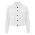 thumbnail image 6 of Women's Long Sleeve Button Down Jacket Solid Color Turndown Collar Casual Corduroy Outwear with Pockets S, 6 of 9