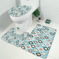 thumbnail image 2 of Blue Geometric Flower Diamond Pattern Bathroom Rugs Sets 3 Piece,Toilet Cover Set,Absorbent Non Slip Bathroom Mats Sets with U-Shaped Contour Rug Toilet Rug Set, 2 of 5