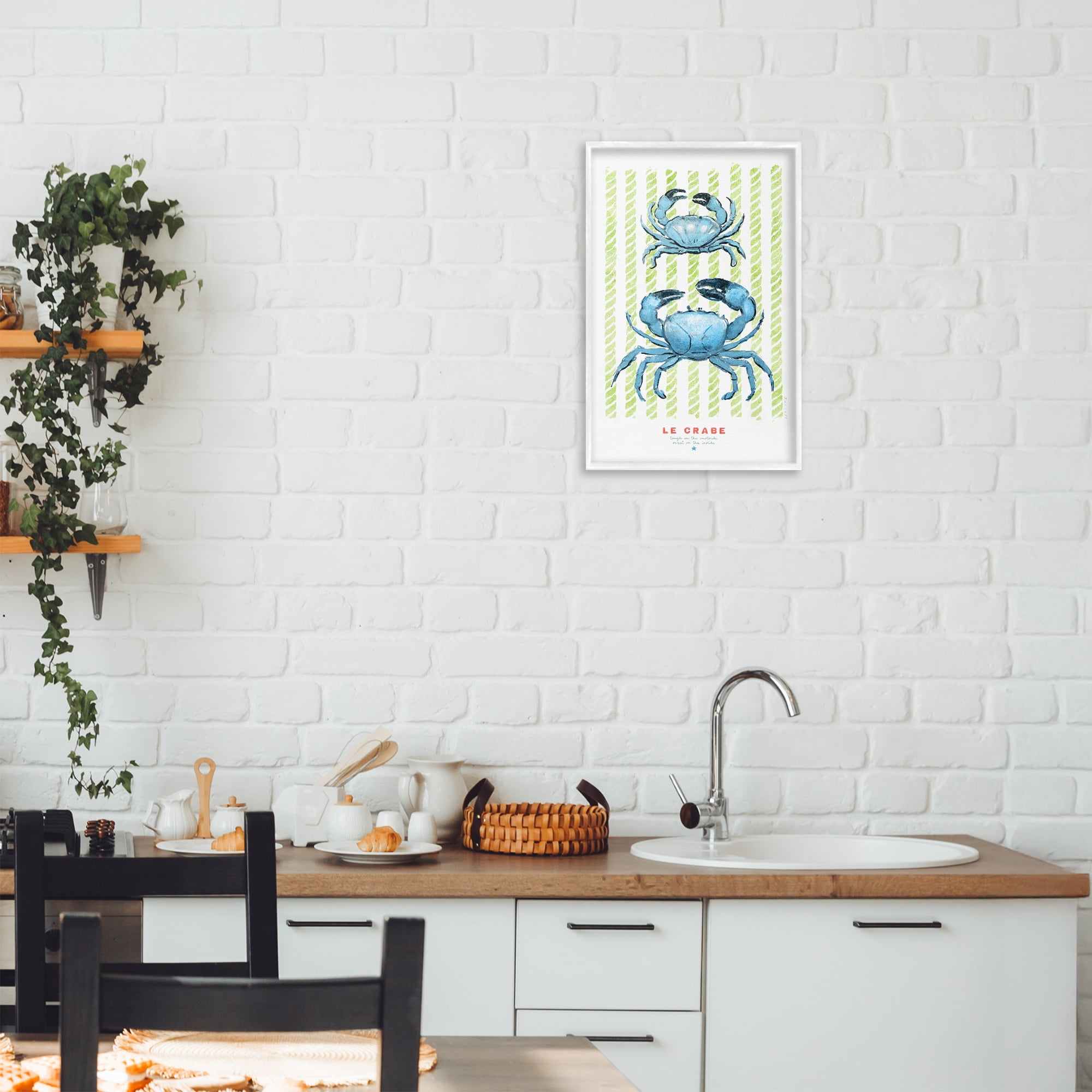 Stupell Industries Modern Bistro Crabs White Framed Giclee Art, design by Chad Barrett
