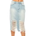 thumbnail image 4 of Fashion2Love Women's Juniors  Calf - Length Non-Stretch Denim Ripped Pencil Skirt, 4 of 7