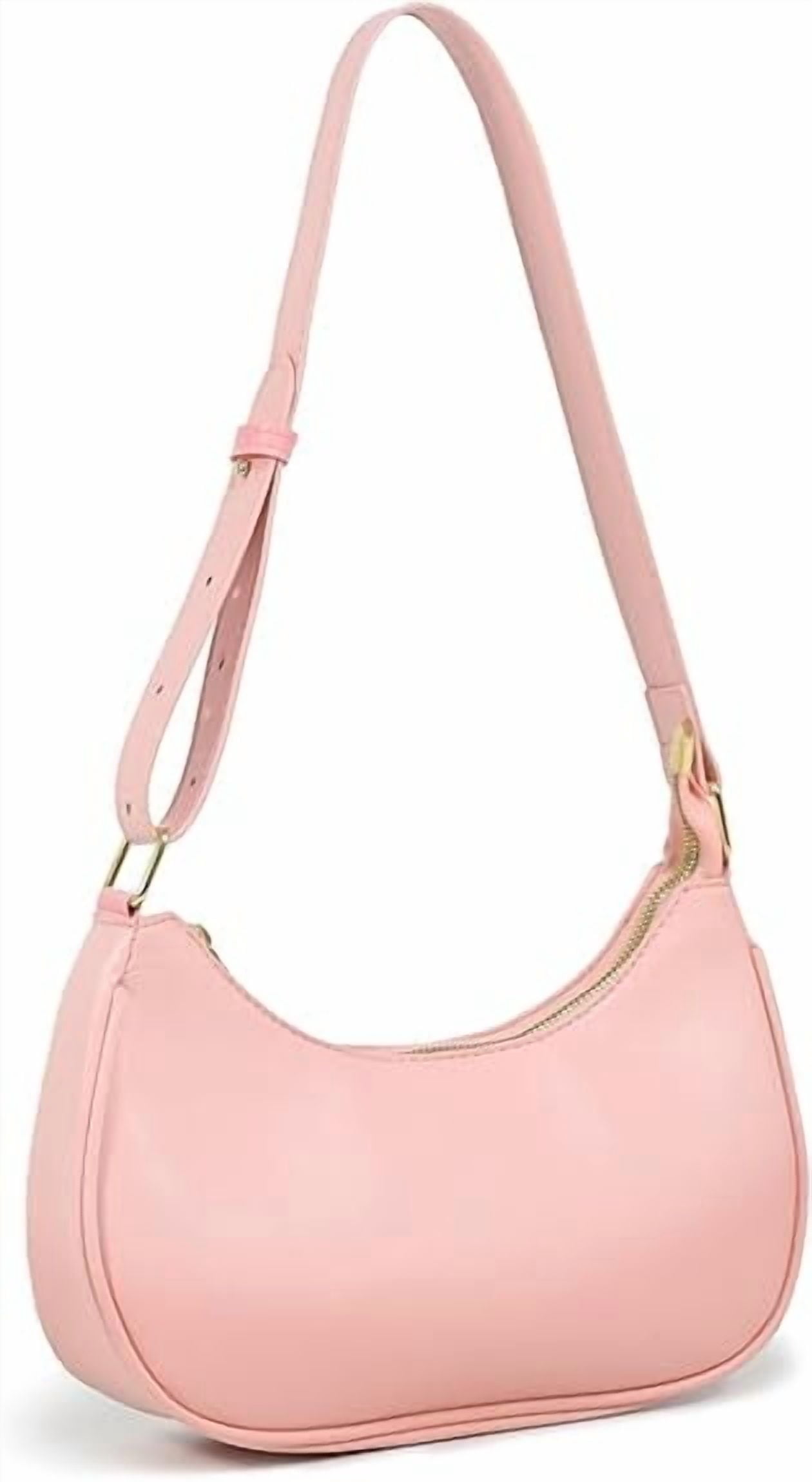 TSV Small Leather Shoulder Bag, Black Handbag with Zipper Closure