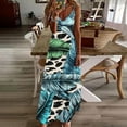 thumbnail image 3 of Dvprdro Womens Summer Boho Dress Fashion Floral Printed V Neck Spaghetti Strap Flowy Casual Loose Beach Sun Long Maxi Dress, 3 of 5