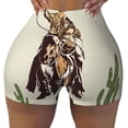 thumbnail image 2 of Daiia Vintage Cowboy Riding Horse Pattern Women's Workout Shorts Biker Shorts - High Waisted Workout Spandex Tummy Control Gym Running Yoga Shorts-Medium, 2 of 8