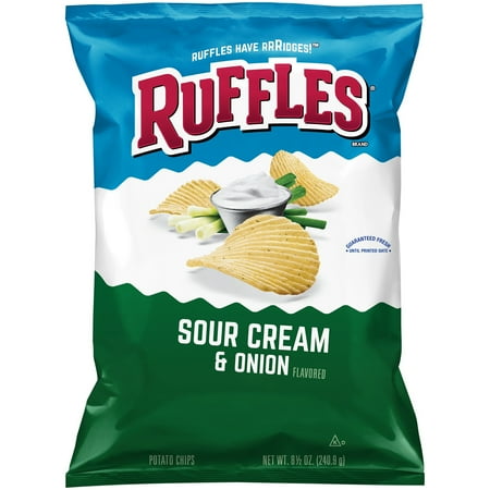 Ruffles Sour Cream & Onion Potato Chips, 8.5 oz Bag