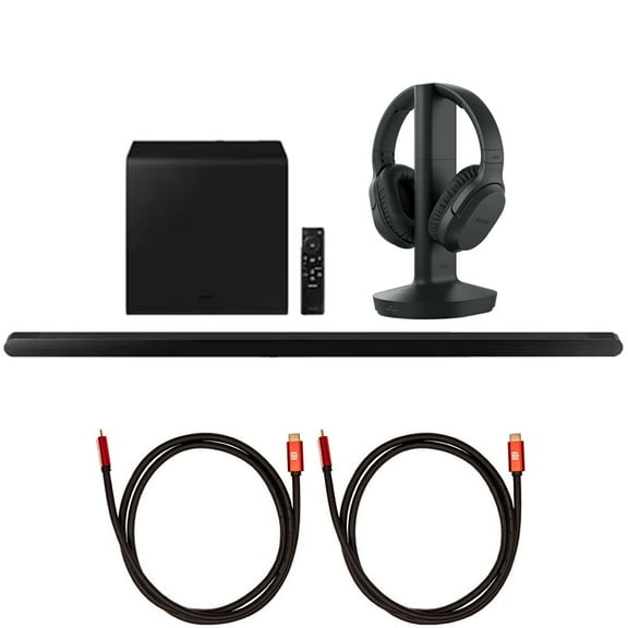 Samsung HW-S800B 3.2.1ch Soundbar with Wireless Dolby Atmos DTS:X, Black (2022) HW-S800B/ZA Bundle with Sony RF400 Wireless Home Theater Headphones and 2 Deco Gear HDMI Cables