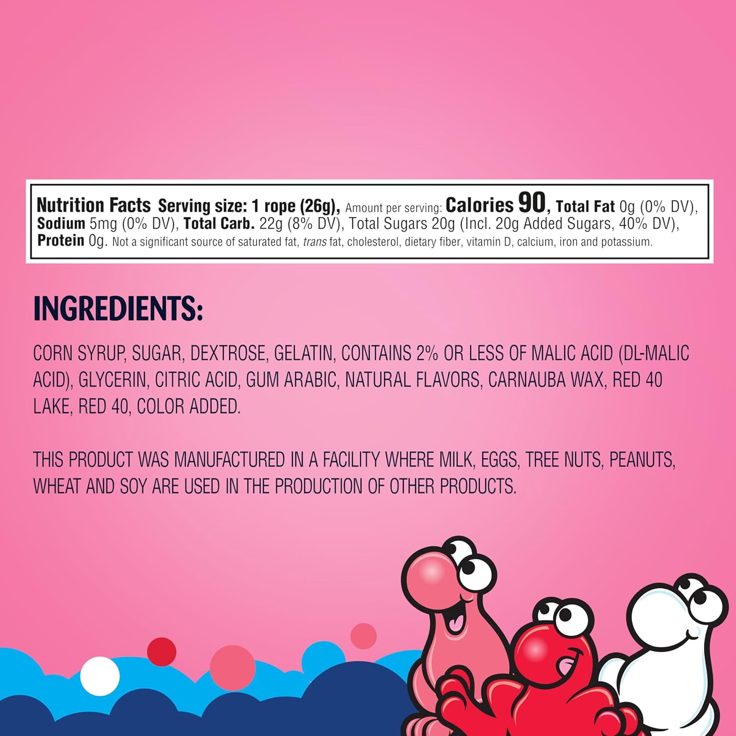 NERDS Rope Valentine Candy, Sweet and Sour Candy, Individually Wrapped, Valentine's Day Pink, White, and Red Rope Colorful Candy, 0.92oz, Pack of 24