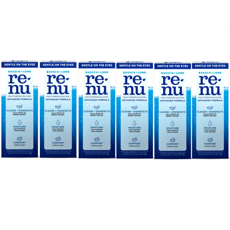 6 Pack - Renu Contact Lens Solution, Advanced Formula Multipurpose Lens Cleaner for Eye Contacts, Cleaning, Moisturizing and Disinfecting Care for Soft & Silicon Hydrogel Lenses, 12 Fl Oz