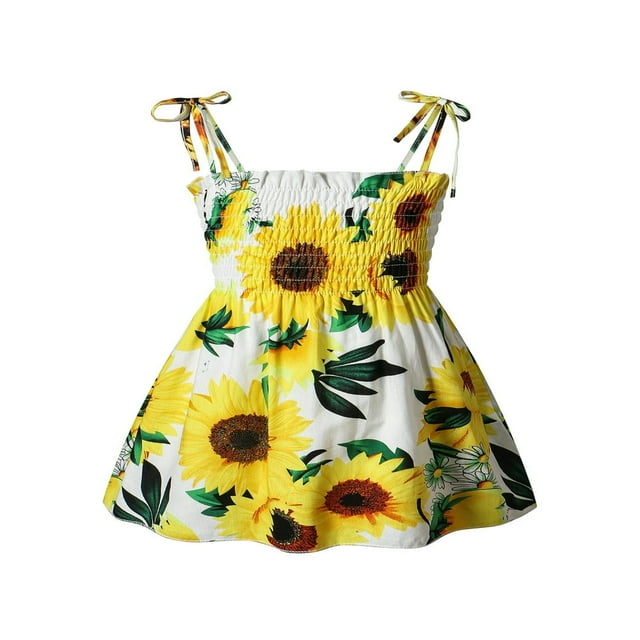 CHUANK Robe d'Été à Bretelles à Fleurs pour Tout-Petits, Enfants, Bébés Filles