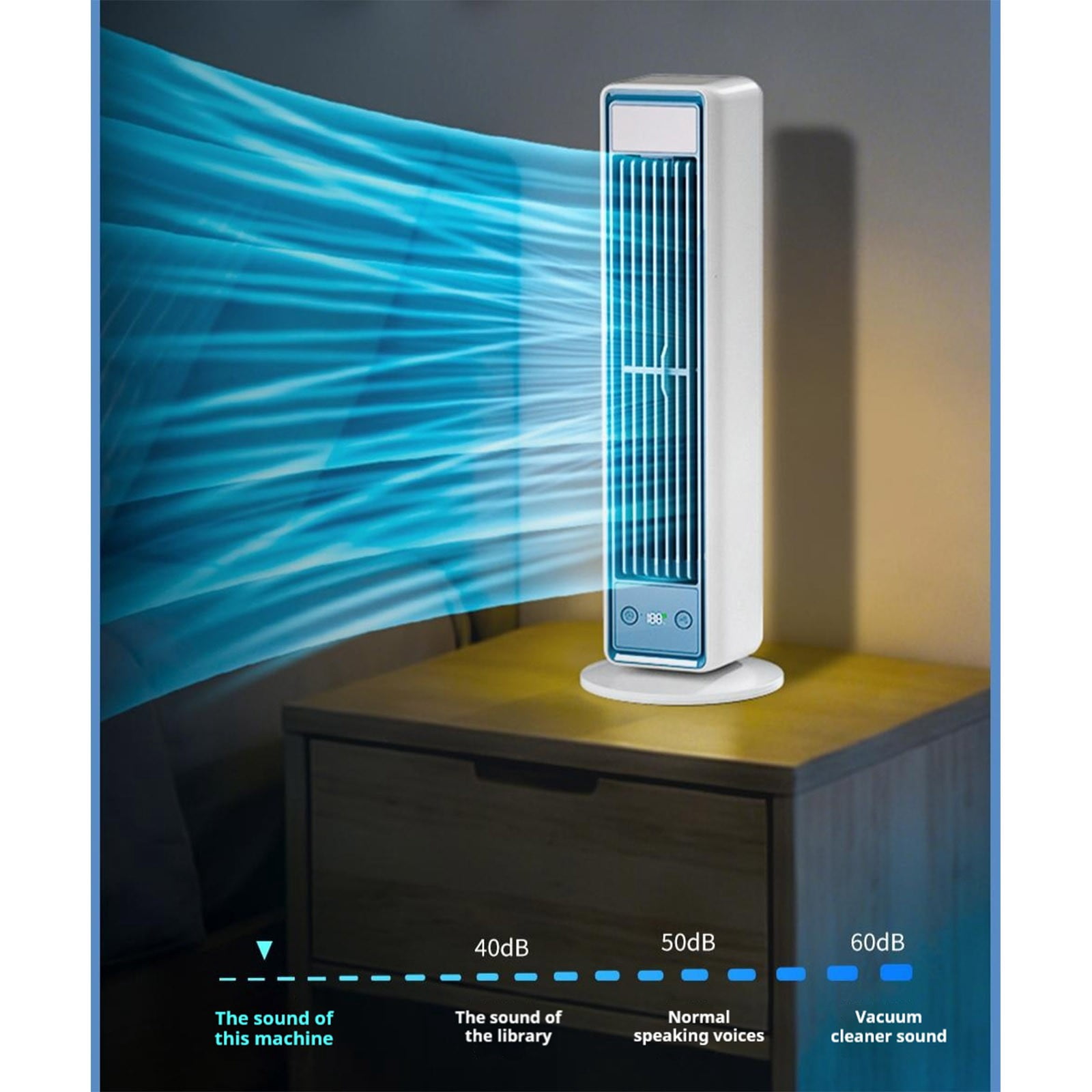 3-in-1 Bladeless Tower Fan, 3600mAh Rechargeable Wall Mounted Fan with 199 Speeds, Oscillating, Digital Display, Night Light, Portable Desktop Fan for Bedroom Bathroom Dorm Office Kitchen