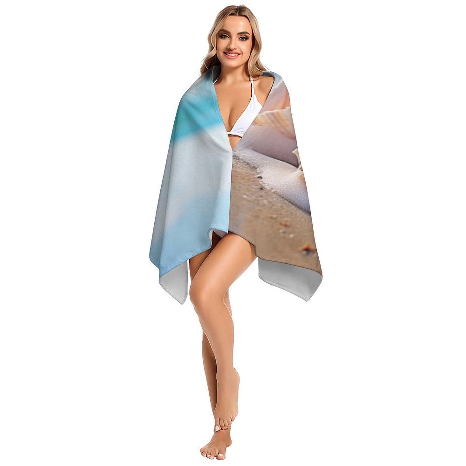 Beach Seashell Coastal Florida Beach Towels Thin Quick Fast Dry Super Absorbent Microfiber Sand Free Nautical Coastal Blanket Or Bath Towel for Travel Sports Bath Swimming Pool 30x60 inch
