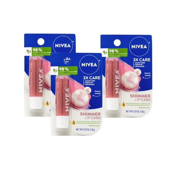 NIVEA A Kiss of Shimmer Radiant Lip Care 0.17 oz (Pack of 3)