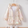 thumbnail image 5 of YunPes Toddler Girls Metallic Shiny Jacket Zip-Up Hooded Windbreaker with Elastic Waist Y2K Trendy Glitter Outdoor Clothes, 5 of 7