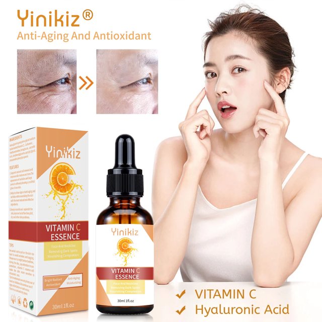 Xihbxyly Artículos en liquidación Suero facial vitamina C Ilumina, hidrata, repone el agua, aclara las líneas, nutre, blanquea y 30 ml
