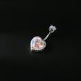 thumbnail image 3 of ZS 14G Shiny Cubic Zirconia Belly Button Rings Heart Flower Round Crystal Belly Navel Piercing Banana Barbell Belly Ring for Women, 3 of 5