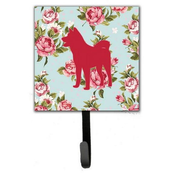 Caroline's Treasures BB1082-RS-BU-SH4 Akita Shabby Chic Blue Roses Leash or Key Holder, Blue, Single Hook, multicolor
