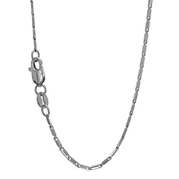 JewelStop 14k Solid White Gold 1 mm Lumina Chain Necklace, Lobster Claw Clasp - 20 Inches, 3.8gr.