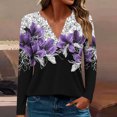 thumbnail image 2 of jjayotai V-Neck Shirts for Women Long Sleeve Plus Size Comfort Funny Graphic Print T Shirts Casual Going out Top Blouses, 2 of 6