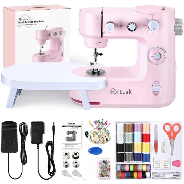 Mini Sewing Machines for Beginner, Portable Small Sewing Machines with 16 Builtin Stitches and