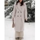 thumbnail image 2 of Gabardina Pea Coat Flygo para mujer con doble botonadura, color avena, 2 of 7