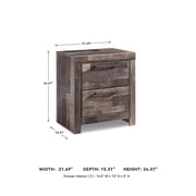 Signature Design by Ashley Derekson Two Drawer Nightstand – Multi-Gray, Rustic Pine Grain, USB Charging, Modern Urban Style