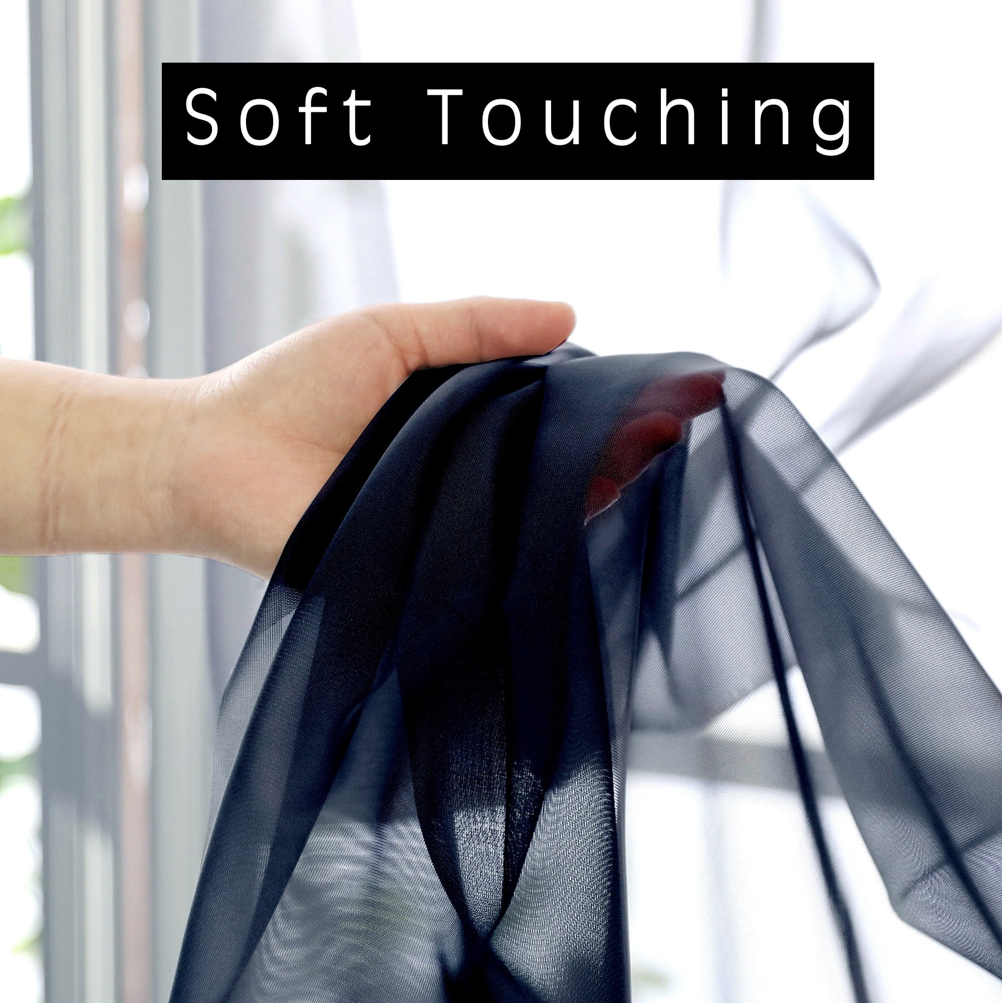 OVZME Voile Sheer Curtain Panels 54in Long 2 Pack, Short Bathroom Window Curtains for Small Kitchen (图4)