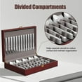 thumbnail image 2 of Mahogany Wood Silverware Storage Box,Silverware Case Flatware Chest with Felt Lined,Flatware Storage Box for 12 sets of Utensils,Silverware Chest without Silverware,Silverware Organizer with Lid, 2 of 7