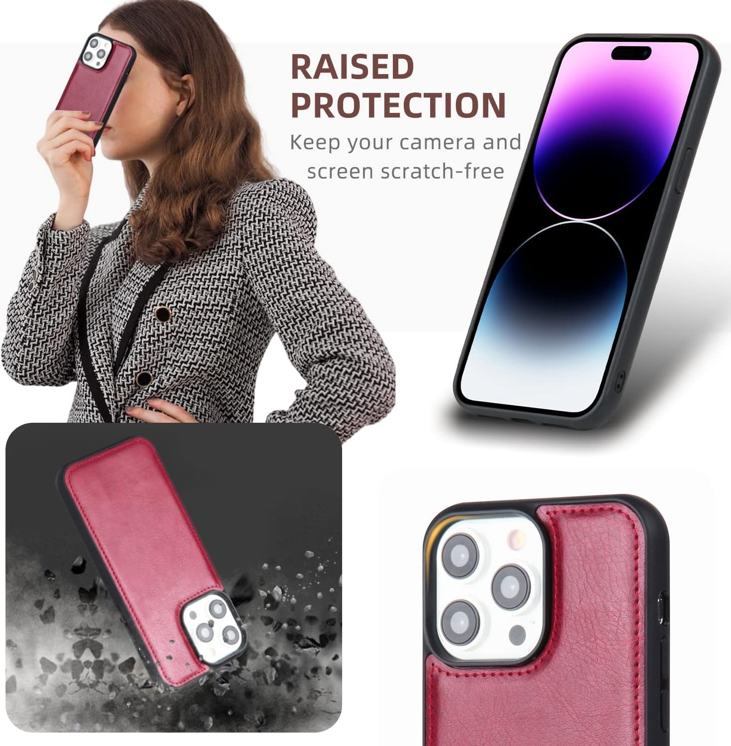 Phone Case Wallet Case Compatible for iPhone 15,iPhone 15 Multifunctional 2 in 1 Magnetic Case Wallet,Durable PU Leather Flip Lanyard Strap Wristlet Zipper Card Holder  for iPhone 15