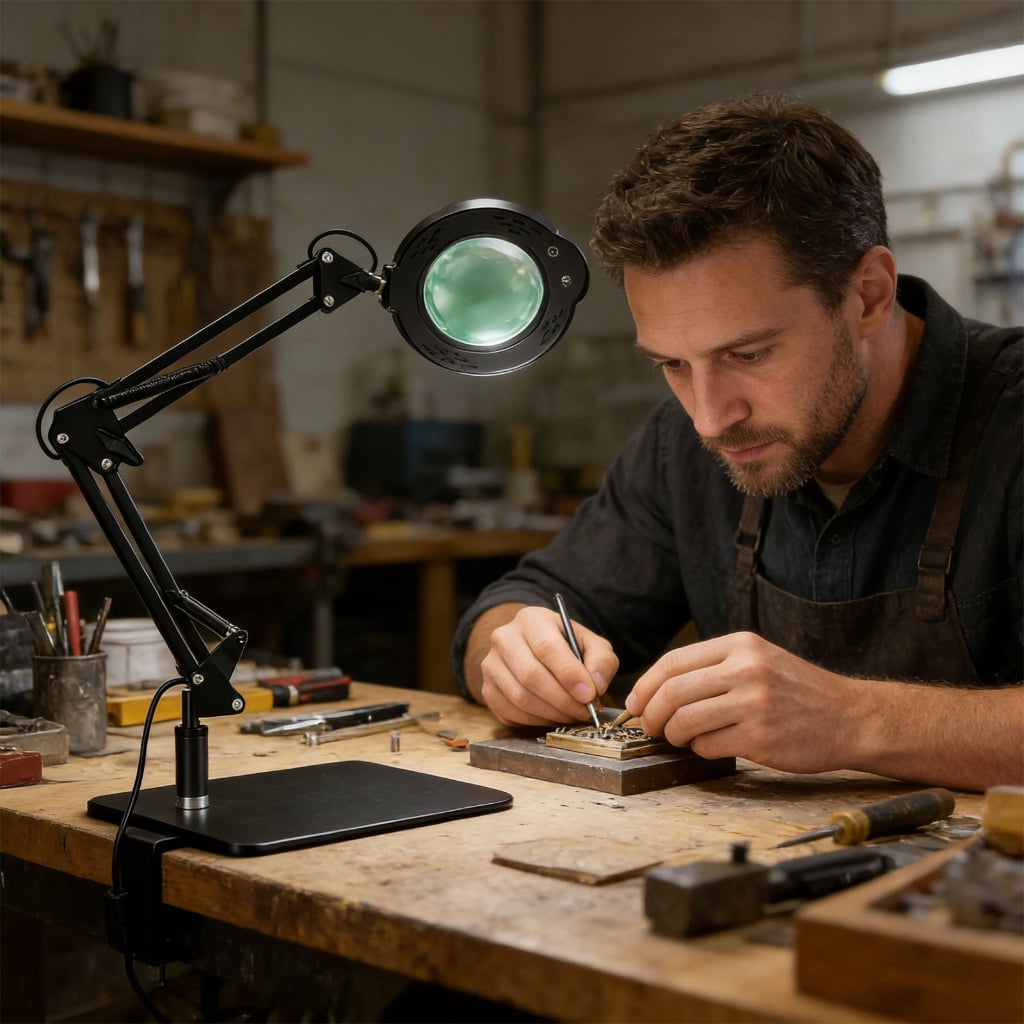 Brilliant Led Magnifying Lamp Offering Extendable Arm And Strong Metal Support
