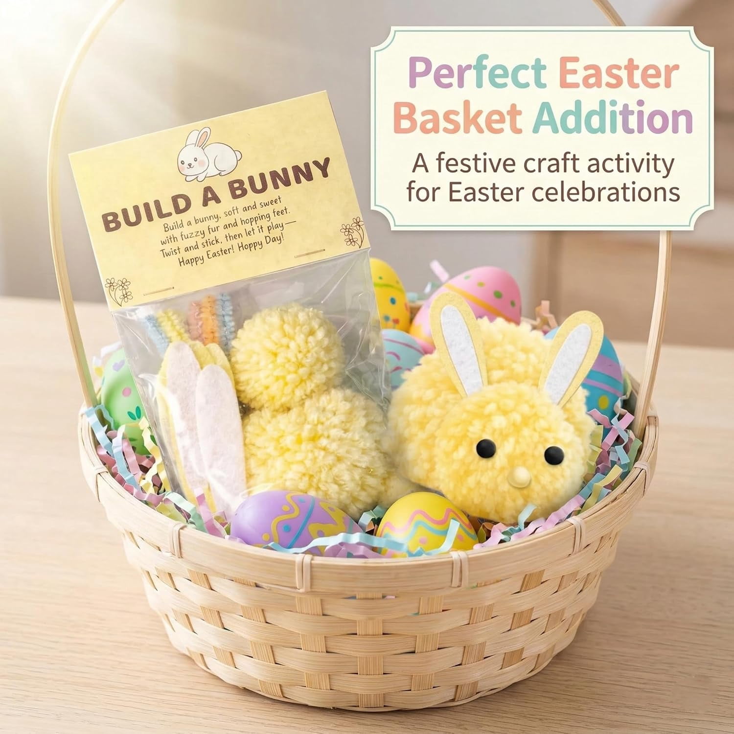 Build a Bunny Easter Craft Kit DIY Bunny Craft Activity for Easy Craft Easter Basket Stuffers for Home Classroom Party (4 Pcs Mix Home Pack)(Q)