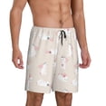 thumbnail image 2 of Kdxio Beautiful Rabbit Print Mens Shorts, Breathable Lounge Sleepwear Set with Elastic Waistband and Pockets-Medium, 2 of 6