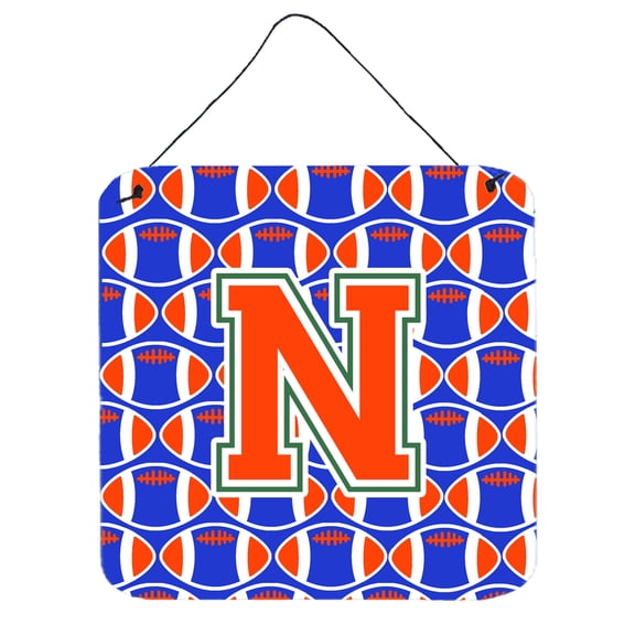 Letter N Football Green Blue and Orange Wall or Door Hanging Prints