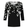 thumbnail image 6 of cocolona Womens Plus Size Tops Crew Neck 3/4 Sleeve T-shirts Fashion Casual Loose Floral Print Blouses Pullover Tops, 6 of 6
