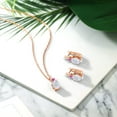thumbnail image 4 of Gem Stone King 18K Rose Gold Plated Silver Pink Sapphire Pendant and Earrings Jewelry Set with Moissanite (6.45 Cttw), 4 of 5