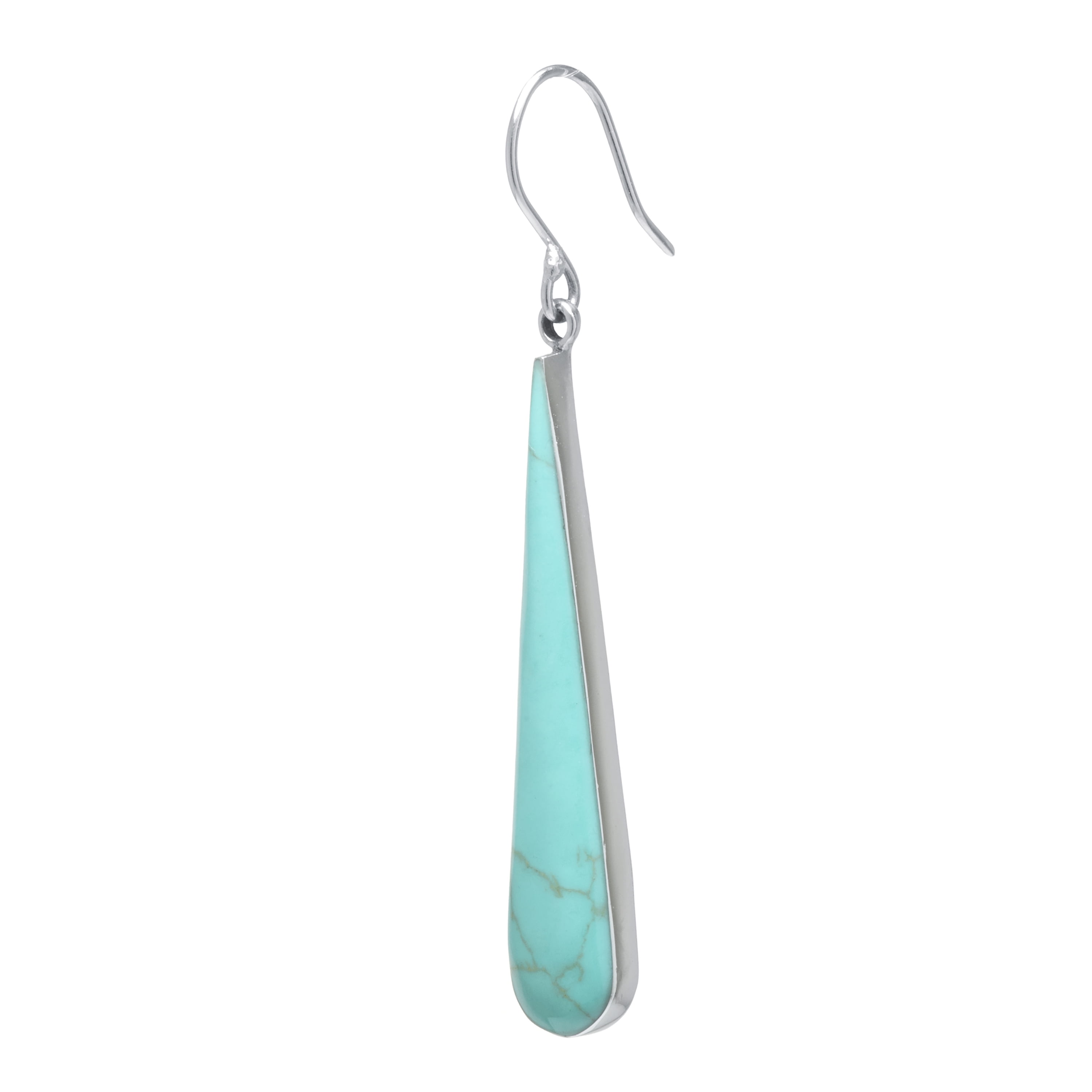 Marisol & Poppy Simulated Turquoise Teardrop Drop Earrings in Sterling Silver for Women & Teens, Fish Hook Backing