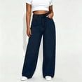 thumbnail image 2 of yardsong High Waist Wide Leg Jeans for Women Tall Baggy Jean Long Button Up Straight Denim Pants Y2K Streetwear Preppy Pant 2026 Dark Blue,XXL, 2 of 6