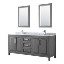 Wyndham Collection Daria 80" Square Sinks Wood Double Bathroom Vanity in Gray