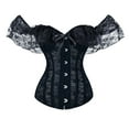 thumbnail image 3 of Feancey Push Up Bustier Tops for Women Lace Off Shoulder Corsets Halloween Vintage Tie Back Waist Cincher Shaperwear Going Out Top Black XXL, 3 of 5