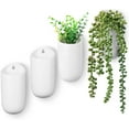 thumbnail image 6 of MyGift Cylindrical Matte White Ceramic Wall Mounted Flower Planter Vases, Modern Set of 4, 6 of 6