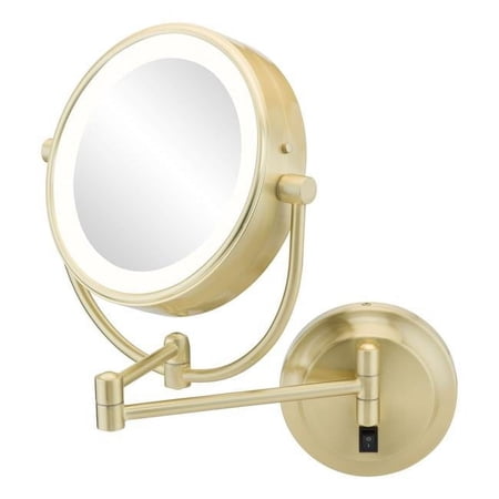Kimball & Young 945-2-135HW Hardwired Neo Modern LED Lighted Wall Mirror Brushed Brass