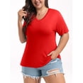 thumbnail image 3 of DreamFish Women's Plus Size Tops V Neck T Shirts Summer Short Sleeve Oversized Tees Casual Loose Fit Tunic, 3 of 5